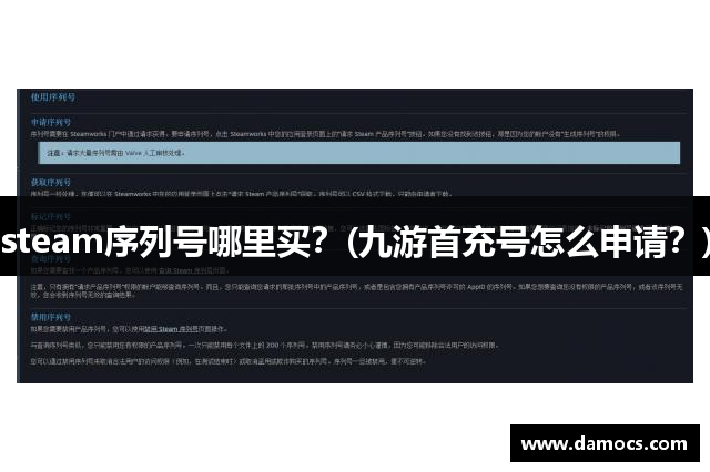steam序列号哪里买？(九游首充号怎么申请？)